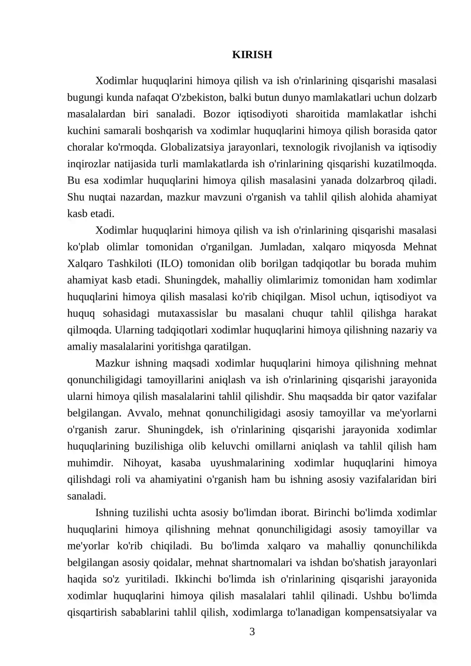 Xodimlar huquqini himoya qilish ish o'rinlarining qisqarishi 3