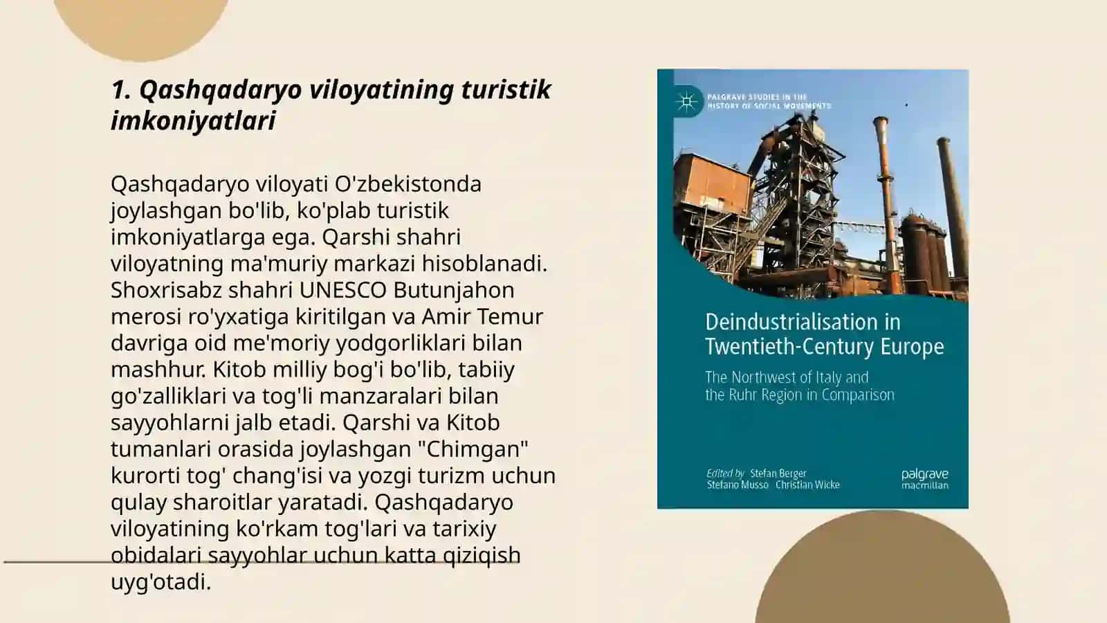 Qashqadaryo viloyati turizmni rivojlantirish tendensiyalari 3