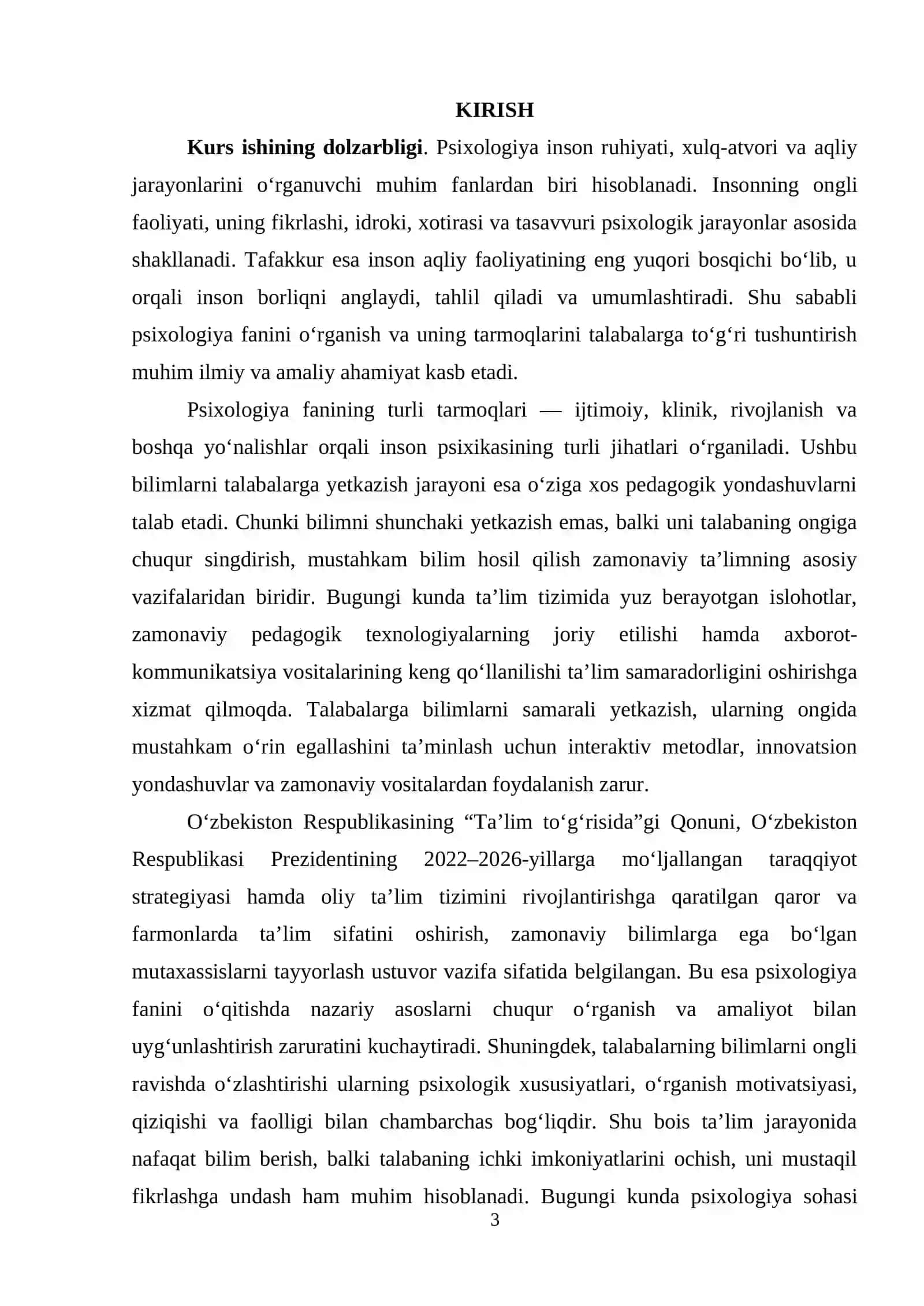 TALABALARGA PSIXOLOGIYA TARMOQLARI BOʻYICHA TUSHUNTIRISH, YANGI BILIMLARNI ONGIGA SINGDIRISH 3
