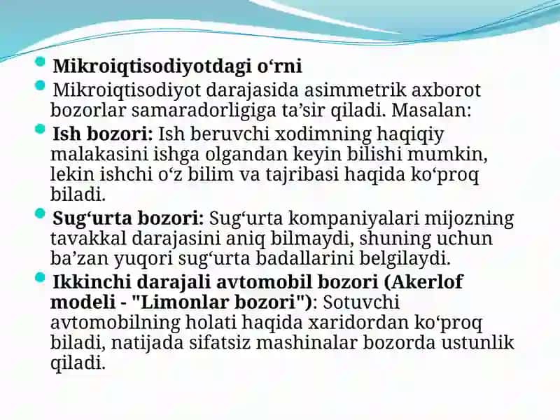 Asimmetrik axborotlar va ularni yo'qotish yo'llari 3