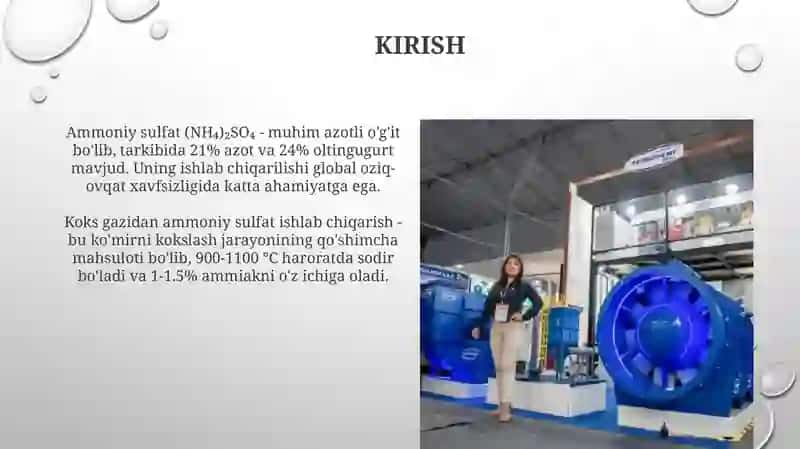 Ammoniy sulfat ishlab chiqarishning fizik-kimyoviy asoslari va koks gazlari 3