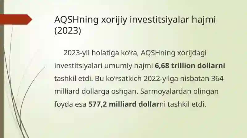 AQSHning xorijiy investitsiyalari 3