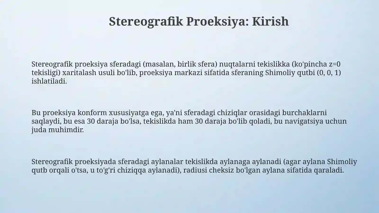 Stereografik proeksiya 3