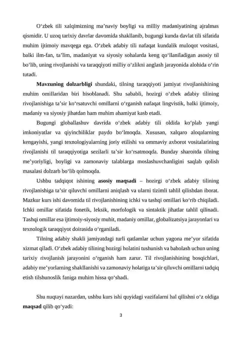 HOZIRGI O’ZBEK ADABIY TILI TARAQQIYOTINI BELGILOVCHI OMILLAR 3