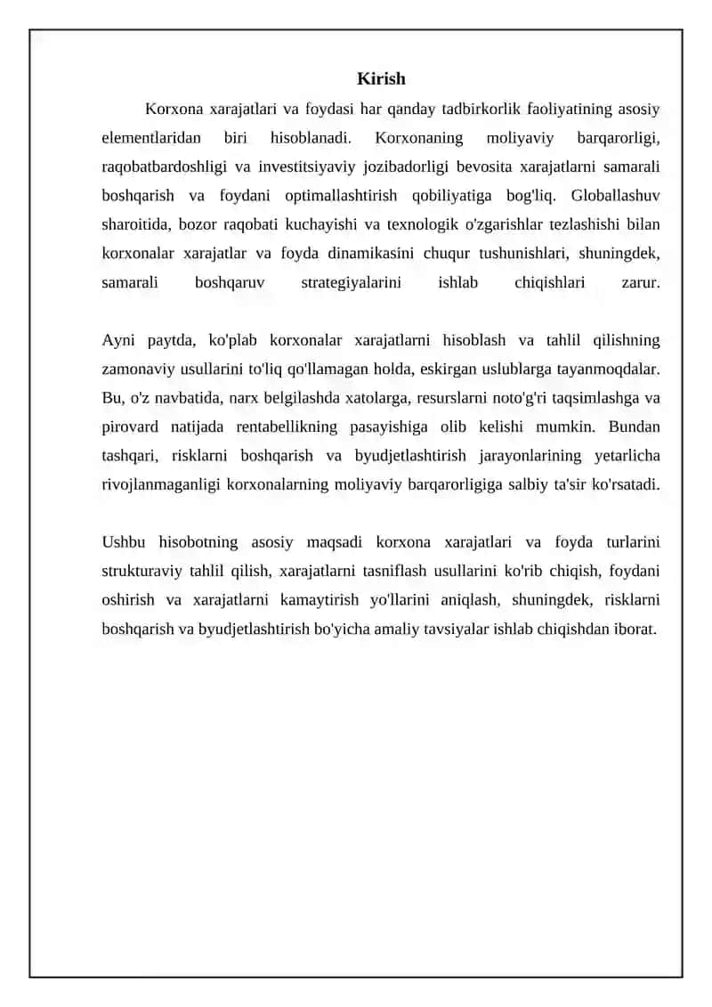 Korxona xarajatlari va foyda turlari 3