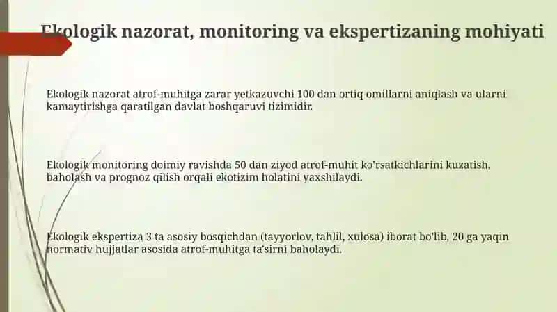 Ekologik nozorat, ekologik monitoring va ekologik ekspertiza 3