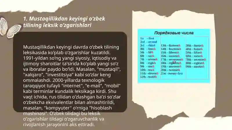 Mustaqillikdan soʻng oʻzbek tili leksikasi 3