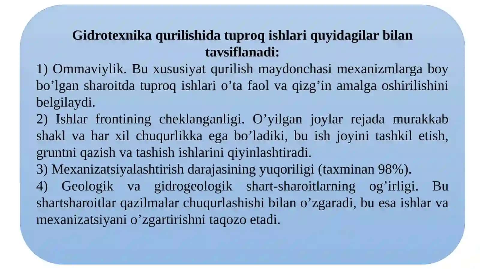 Gidrotexnika qurilishi dayerishlarini mexanik usulda bajarish 3