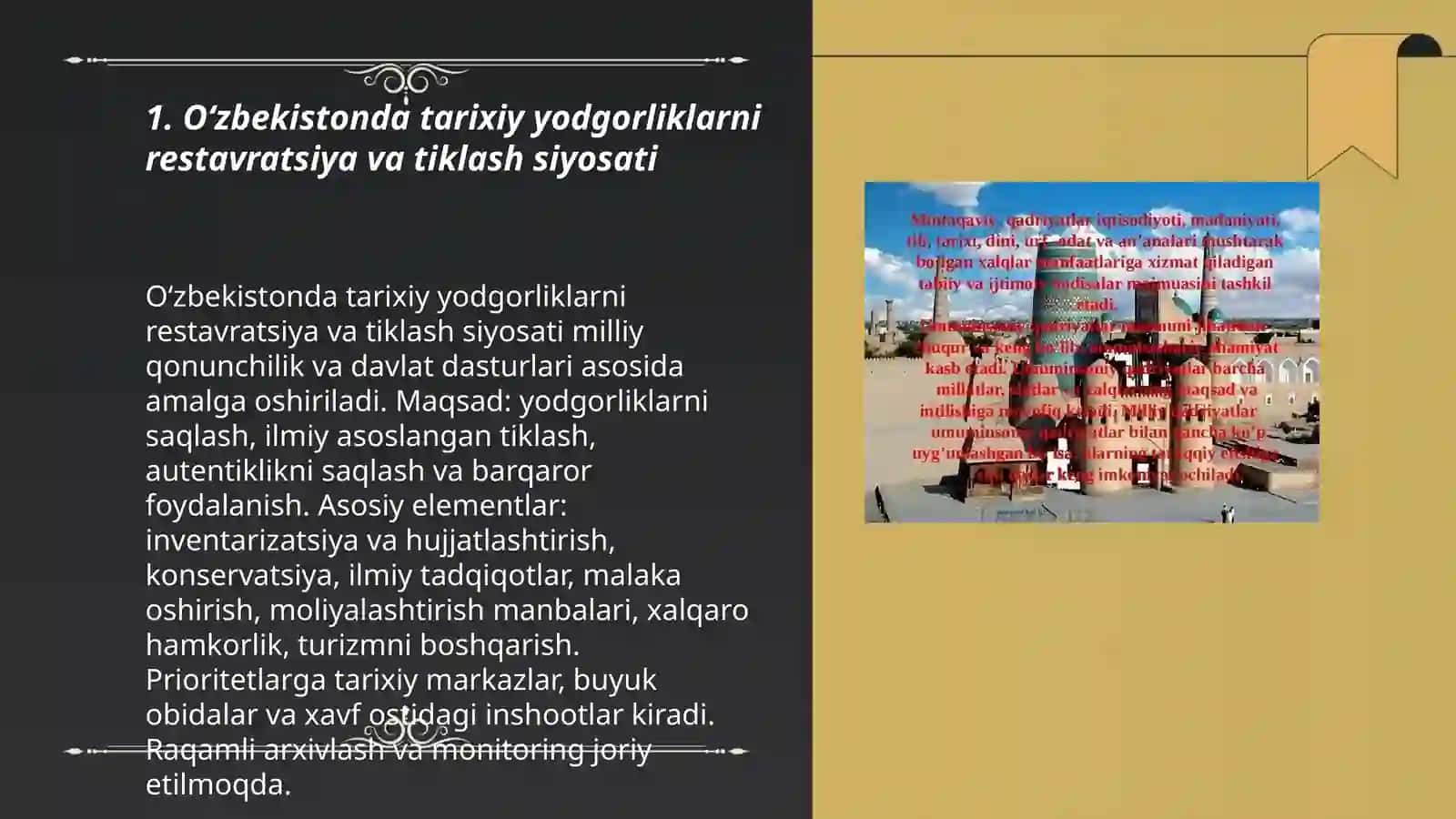 Oʻzbekistonda ma'naviy va tarixiy merosning tiklanishi 3