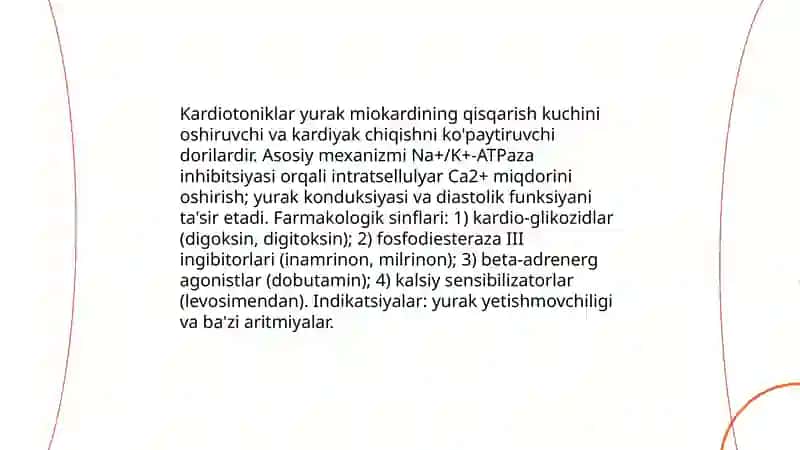 Kardiotoniklar va Anti-aritmik vositalar 3
