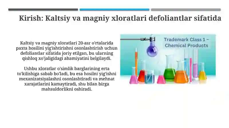 Kaltsiy va magniy xloratlarining defoliant sifatidagi xususiyatlari 3