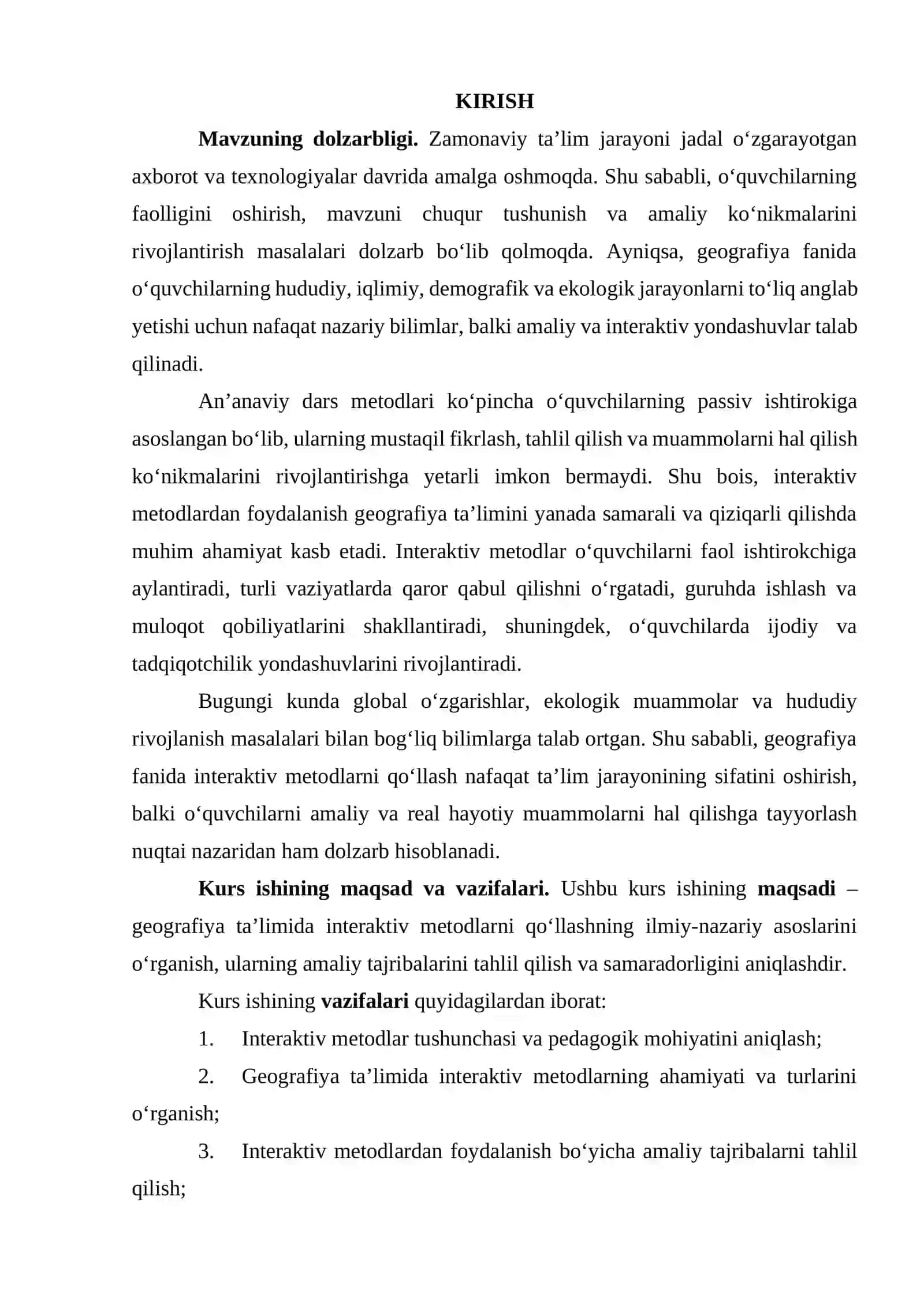 BOB. GEOGRAFIYA MUTAXASSISLIK FANLARINI O‘QITISHDA INTERAKTIV METODLARNING NAZARIY METODOLOGIK ASOSLARI 3
