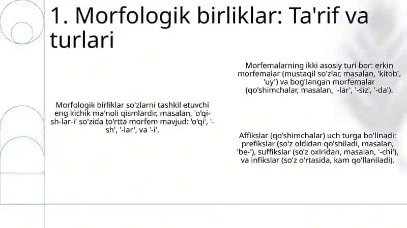 Morfologik birliklar: Ta'rif va turlari 3