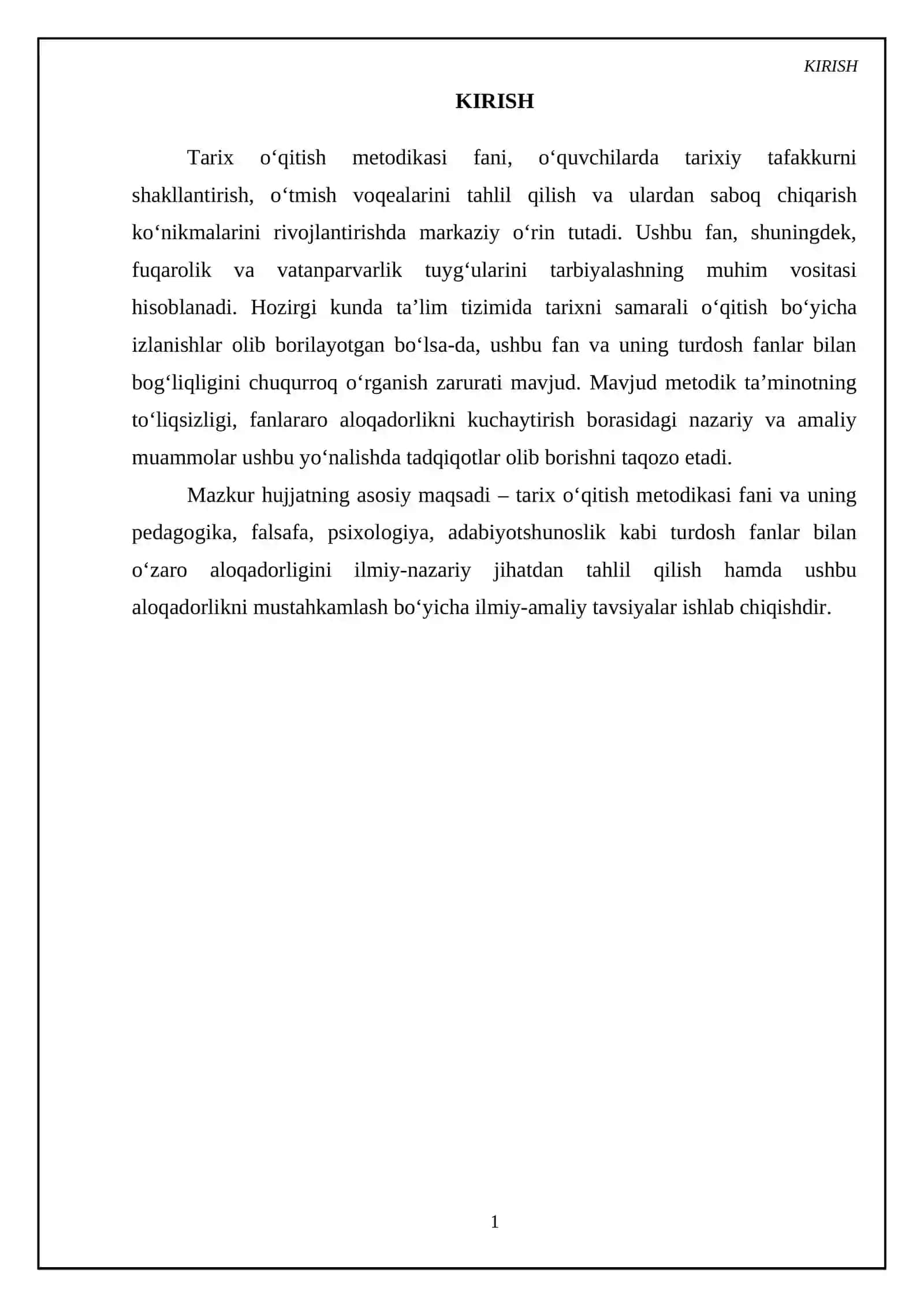 Tarix oqitish metodikasi fanning turdosh fanlar bilan bogliqligi 3