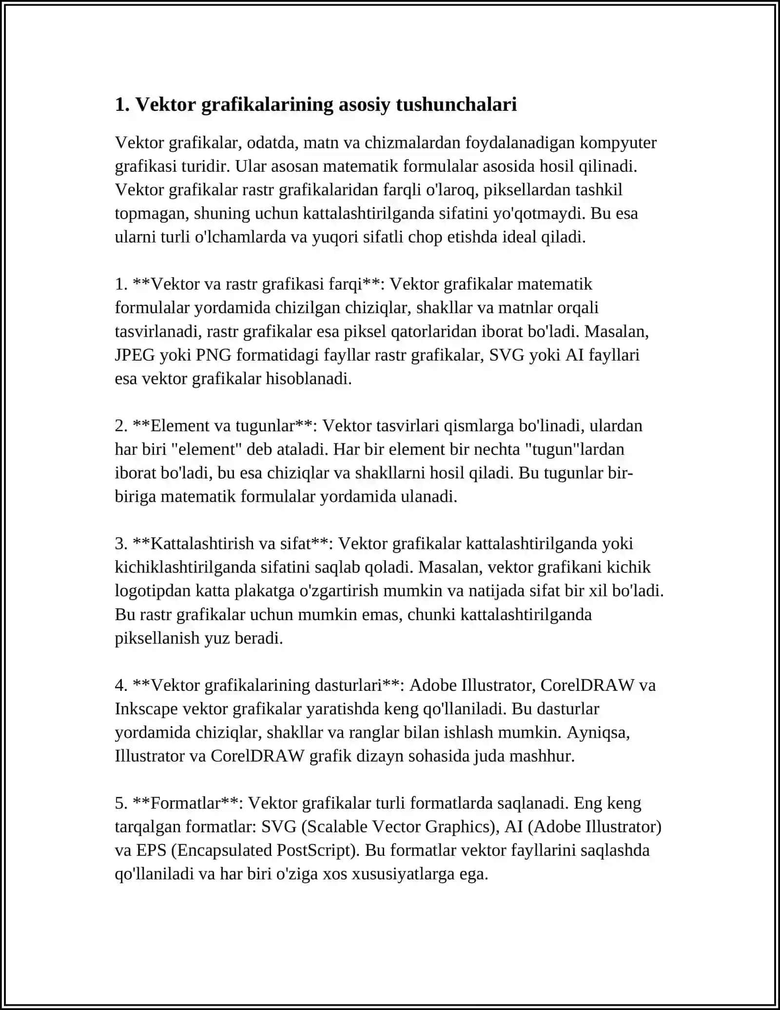 GRAFIK KOʻRINISHIDAGI OBYEKTLAR USTIDA ISHLASH 3