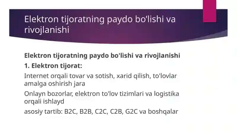 Elektron Tijoratning paydo bo’lishi va rivojlanish bosqichlari 3