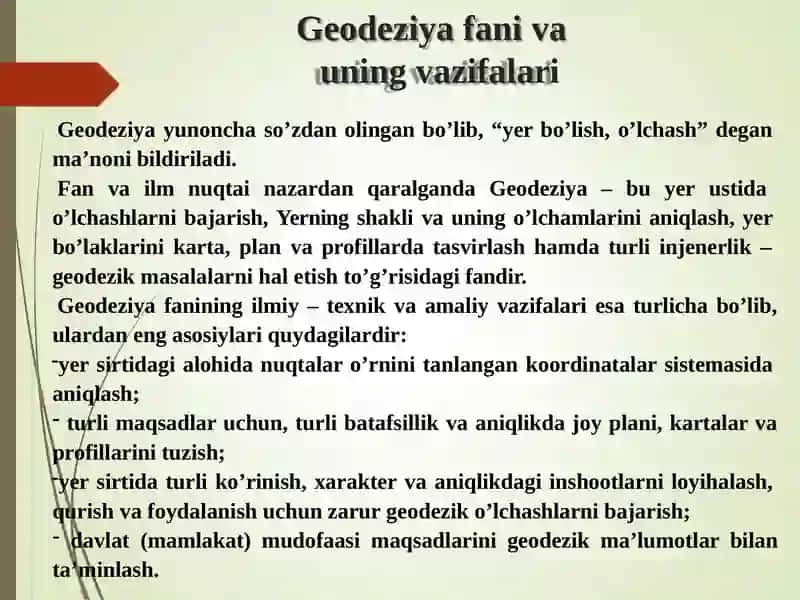 Geodeziya, Kartografiya va Kadastr 3