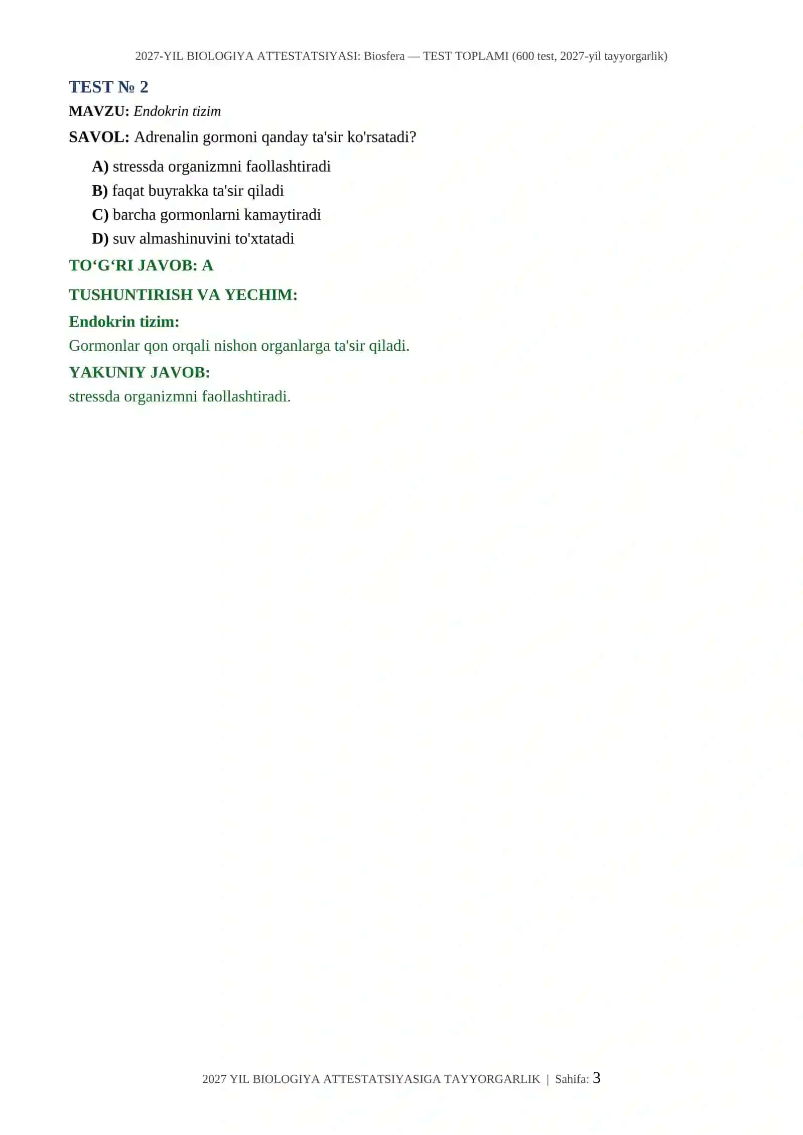 2027-YIL BIOLOGIYA ATTESTATSIYASI: Biosfera — TEST TOPLAMI (600 test, 2027-yil tayyorgarlik) 3