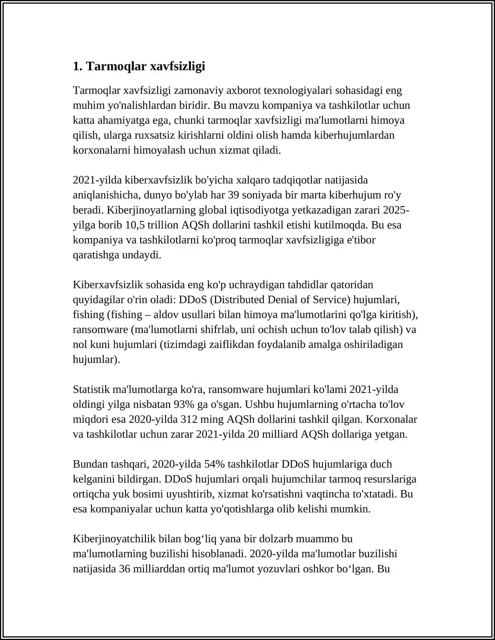 KIBERXAVFSIZLIK SOHASI BOʻYICHA MUTAXASSIS TOIFALARI 3