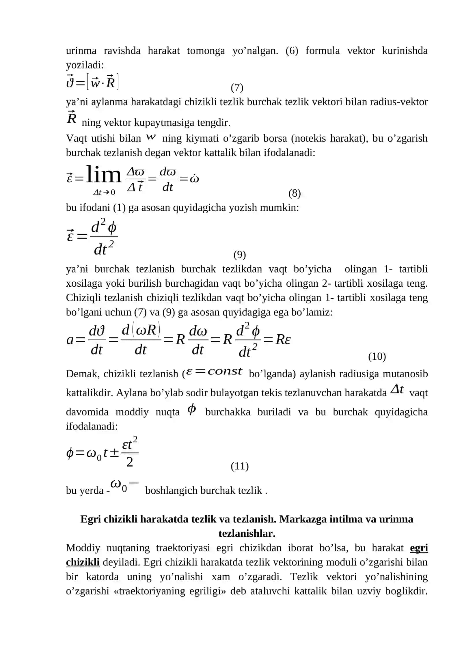 Ma’ruza: Egri chiziqli harakat. Aylanma harakat 3