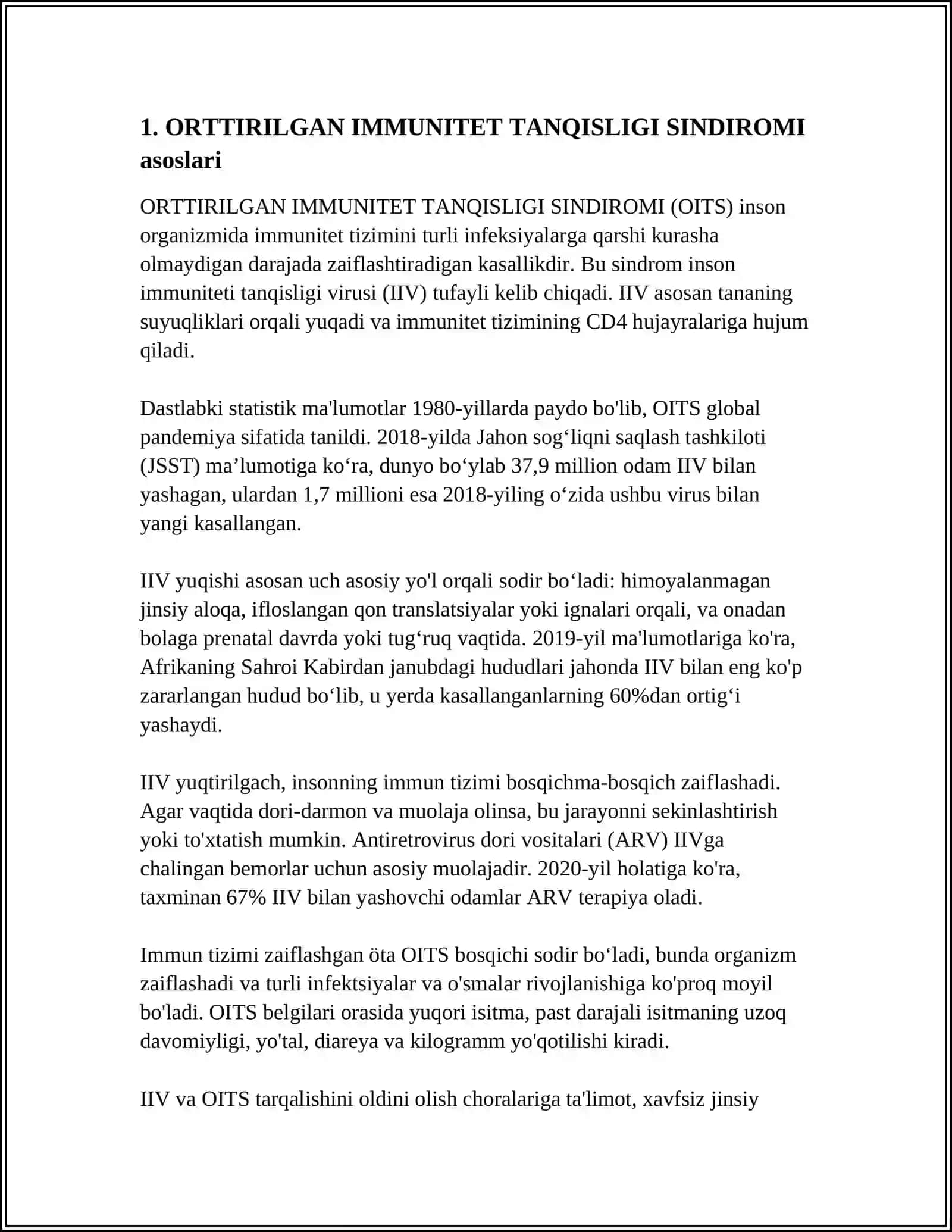 ORTTIRILGAN IMMUNITET TANQISLIGI SINDIROMI 3