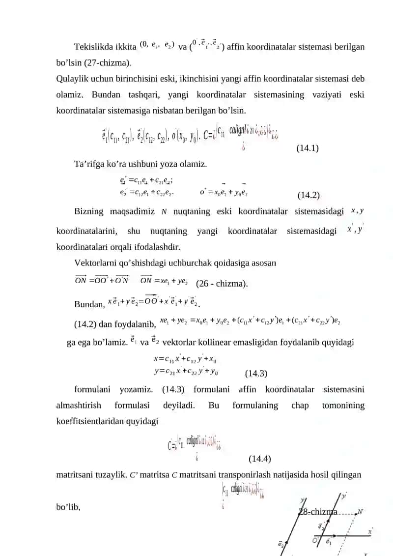Dekart koordinatalar sistemasini almashtirish 3