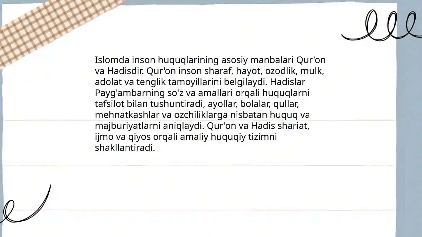 Islomda inson huquqlarining manbalari: Qur'on va Hadis 3