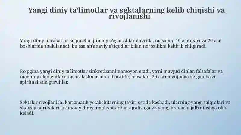 Yangi diniy ta'limotlar va sektalar 3