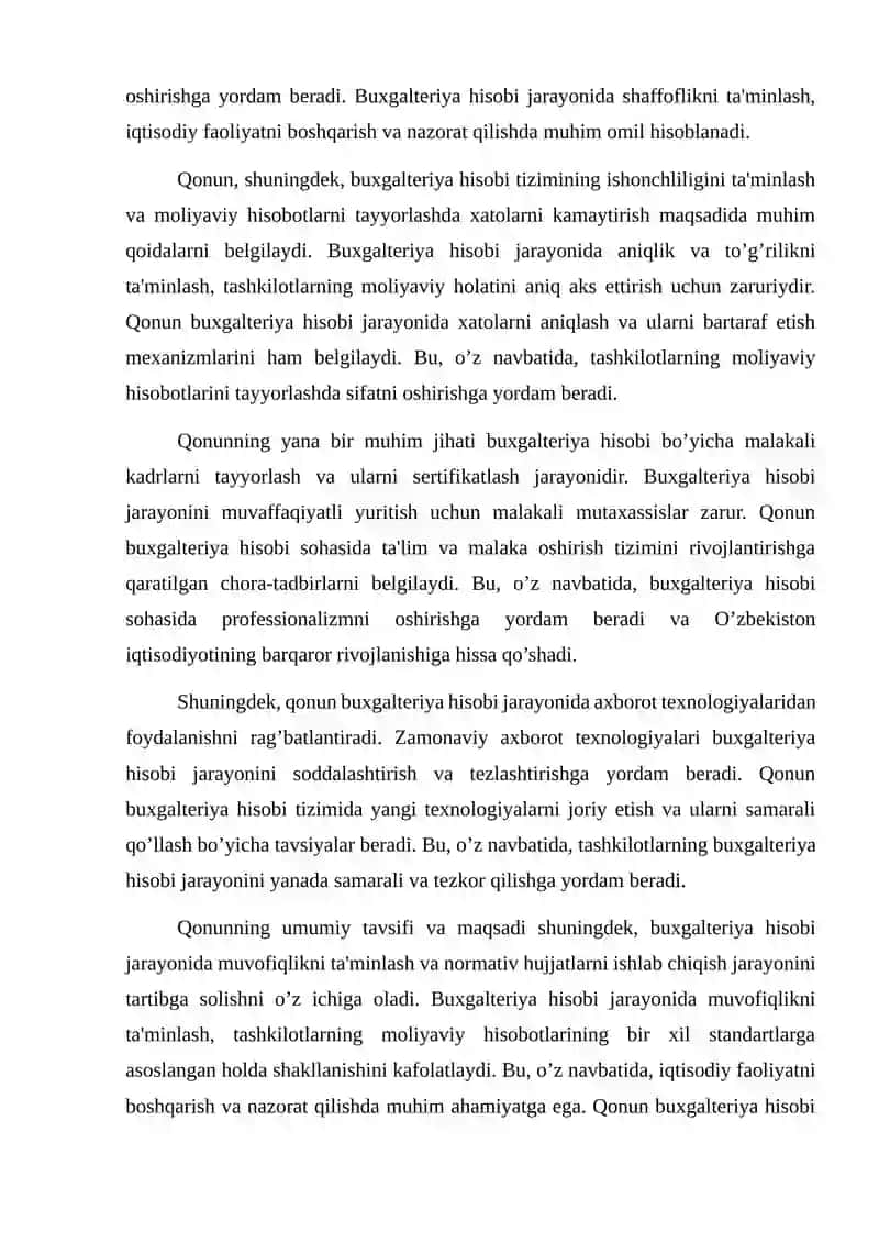 O’zbekiston Respublikasining “Buxgalteriya hisobi to’g‘risida” gi Qonunning mazmun va mohiyati 3