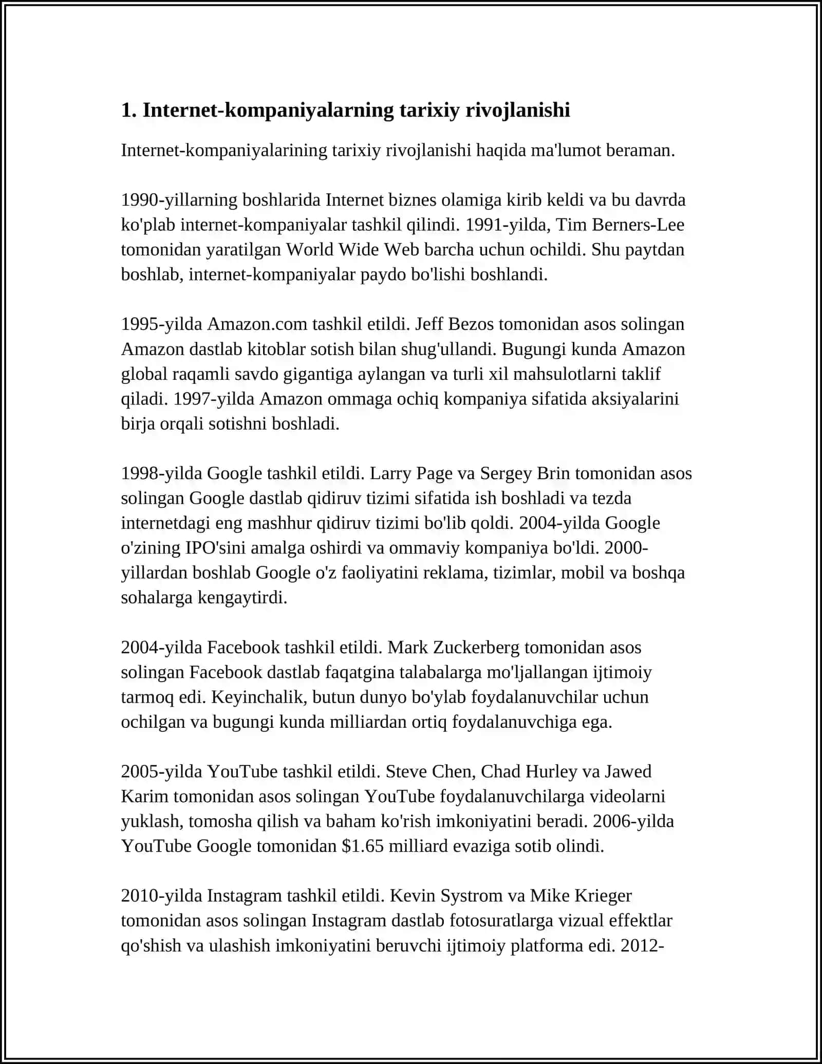 INTERNET-KOMPANIYALAR HAQIDA MA'LUMOT BERING 3