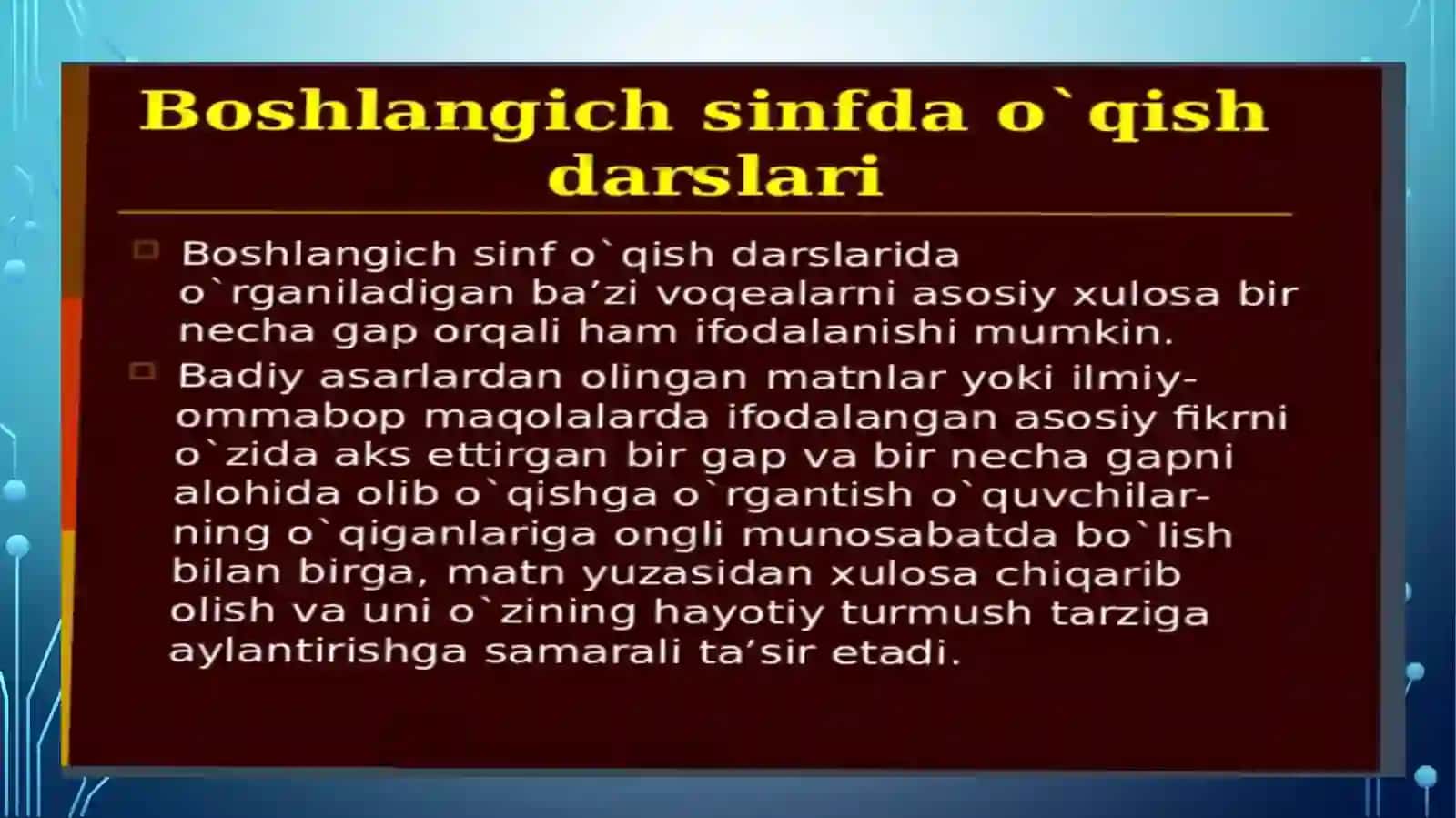 OʻQISH DARSLARIDA QOʻLLANILADIGAN METODLARGA TAVSIF 3