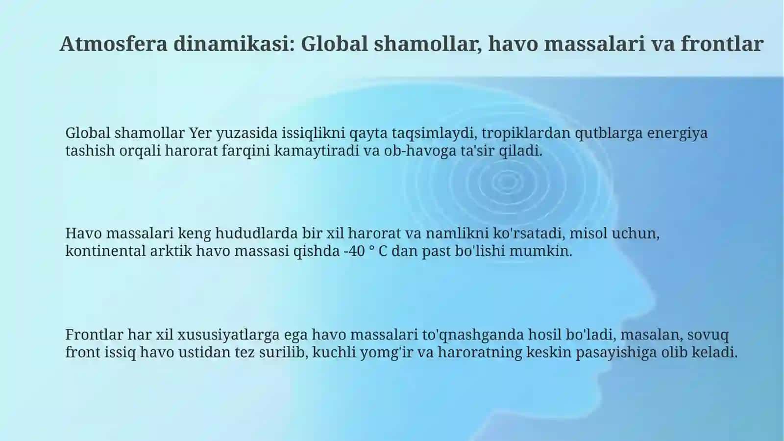 Atmosfera dinamikasi: Global shamollar, havo massalari va frontlar 3