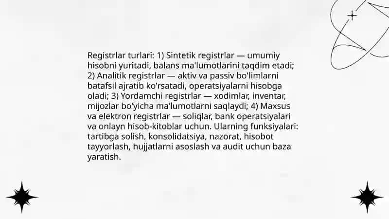 Buxgalterya hisobining registrlari va shakllari 3