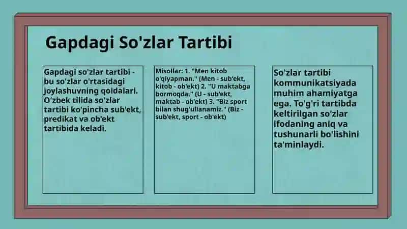 Gapdagi So'zlar Tartibi 3
