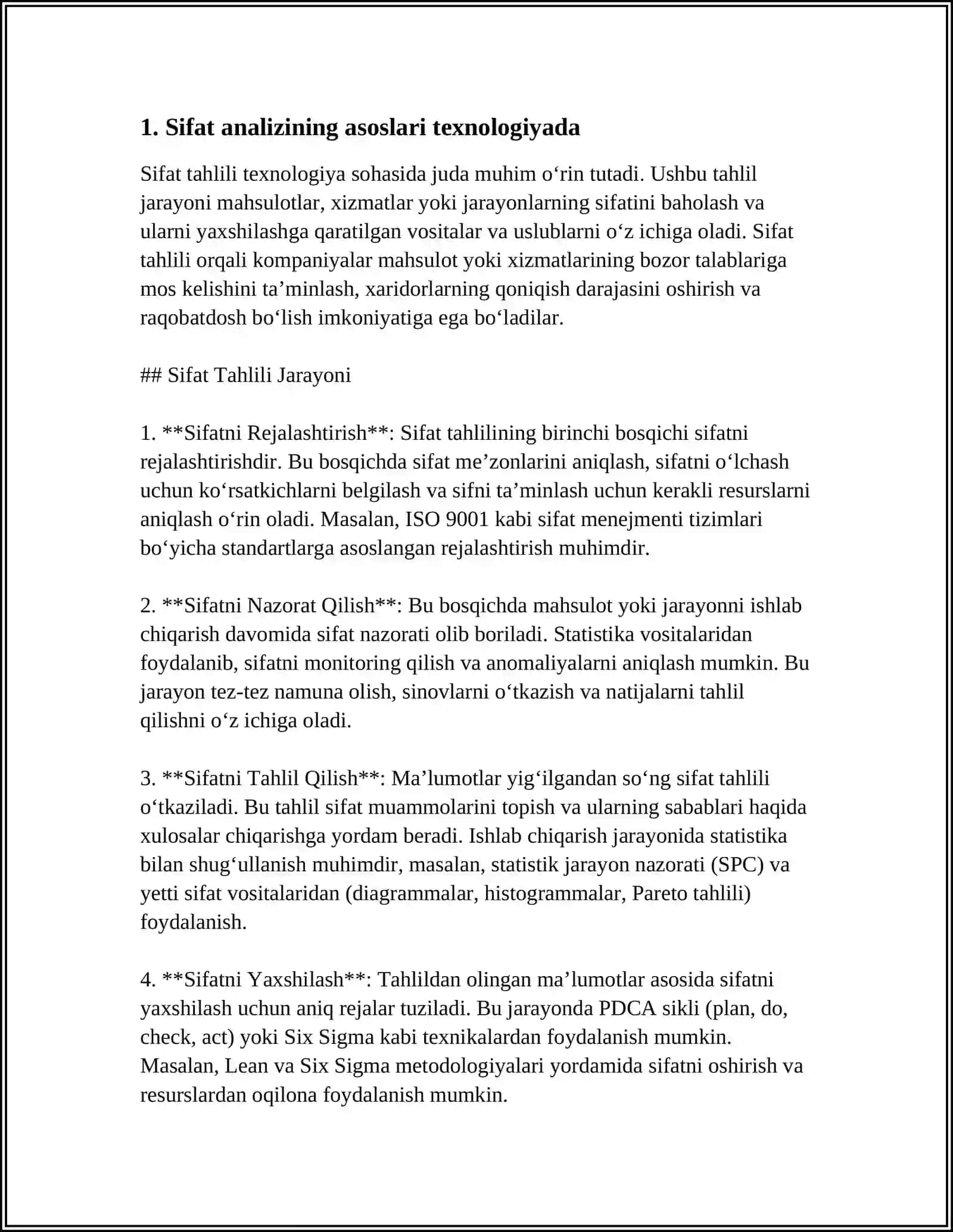 SIFAT ANALIZIDA TEXNOLOGIYADA QO'LLANISHI, AFZALLIGI VA KAMCHILIKLARI 3