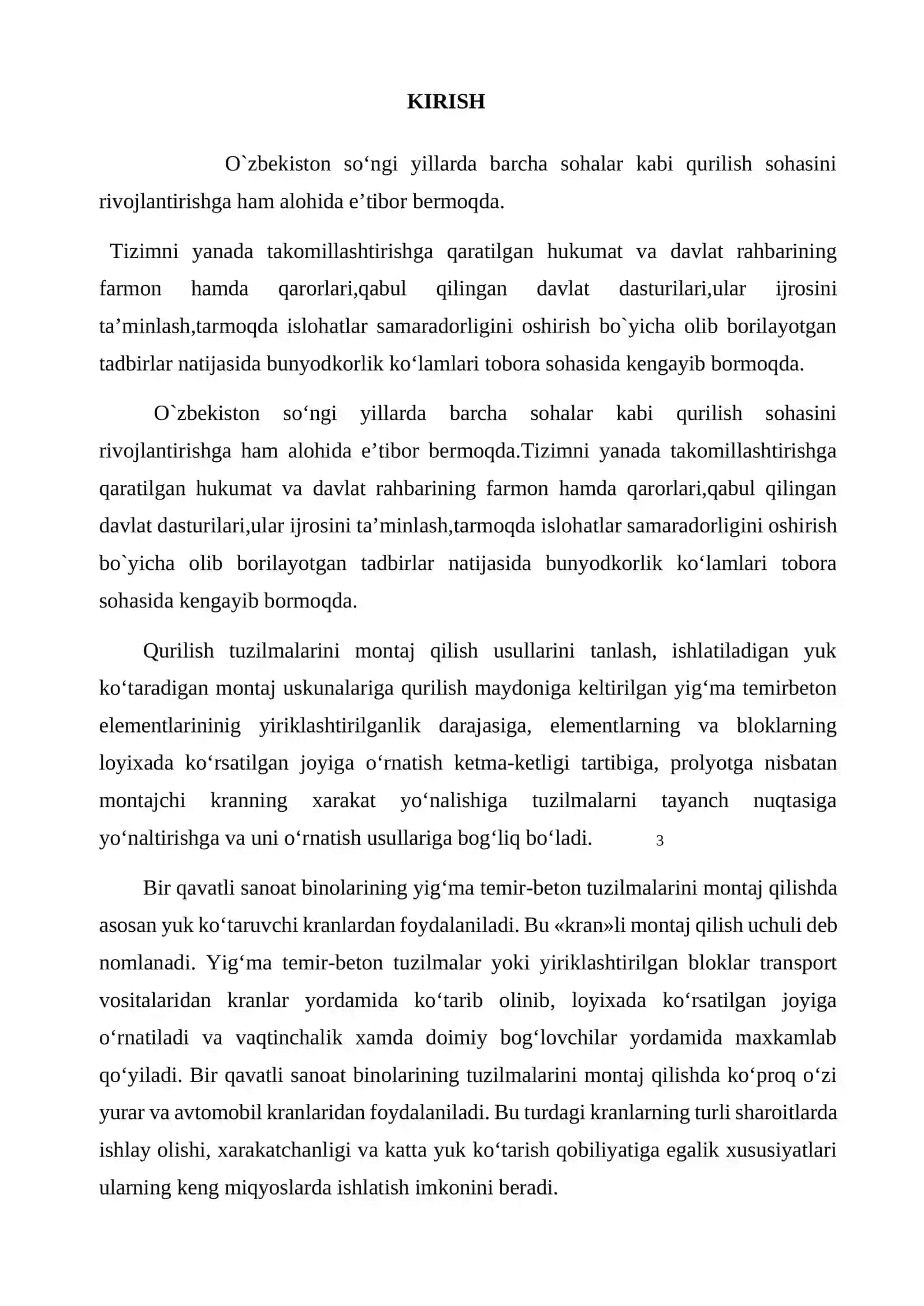 “Bir qavatli sanoat binosini temir-beton sinchini montaj qilish texnologiyasi” 3