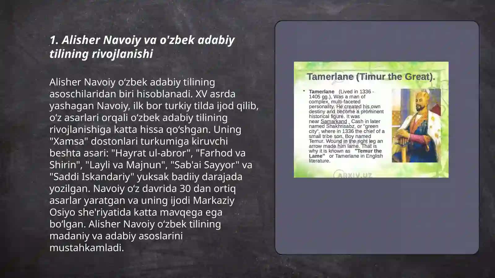 Alisher Navoiy-o'zbek adabiy tilining asoschisi 3