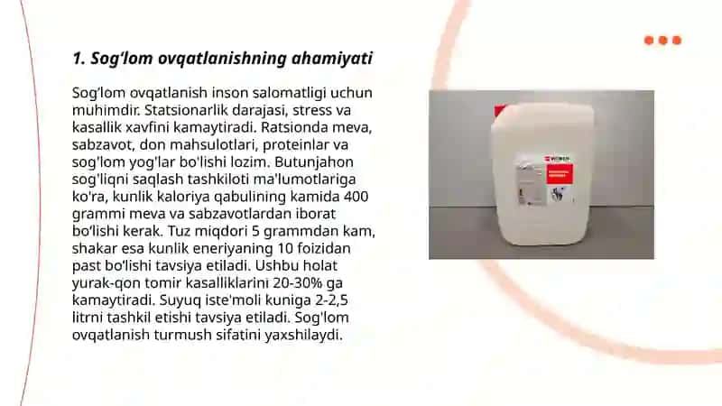 Oqilona ovqatlanish-zamonaviy dolzarb muammo ekanligi 3
