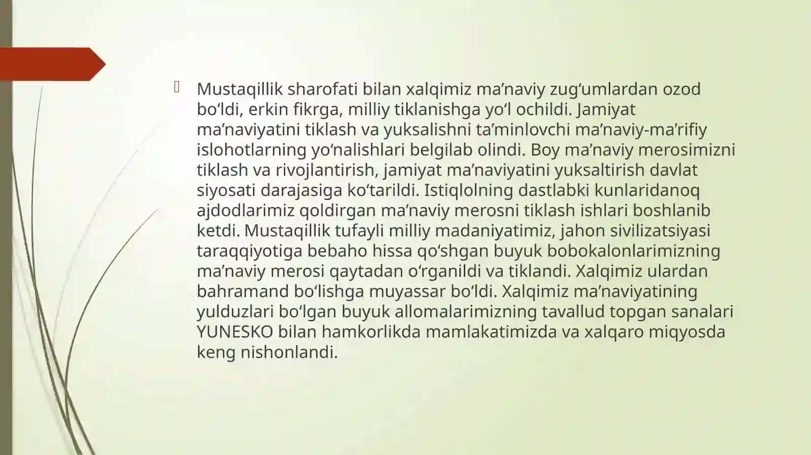 O’zbekistonda mustaqillik yillarida  buyuk allomalarning ilmiy ma’naviy merosiga e’tibor 3