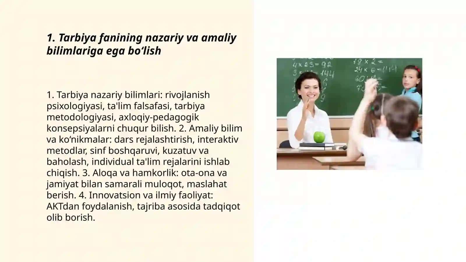 Zamonaviy tarbiya fani o'qituvchisiga qo'yiladigan talablar 3