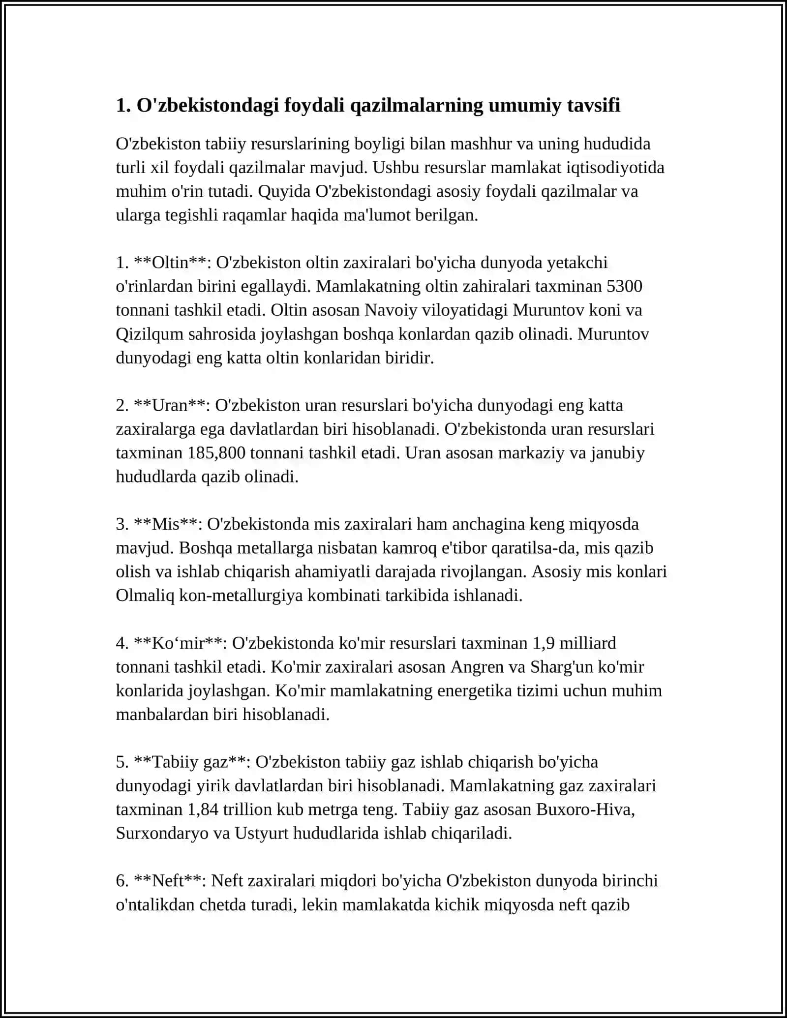 O'zbekistondagi foydali qazilmalarning umumiy tavsifi 3