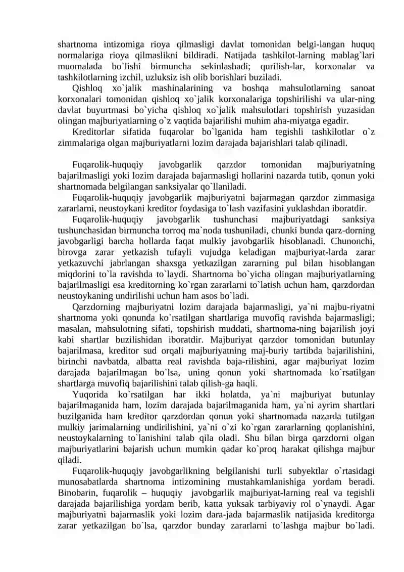 Majburiyatlarning buzilishi va buning uchun fuqarolik-huquqiy javobgarlik tushunchasi 3