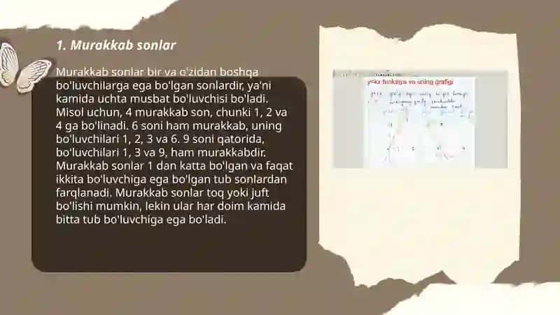 Murakkab songa bolish alomati. Arifmetikaning asosiy teoremasi 3