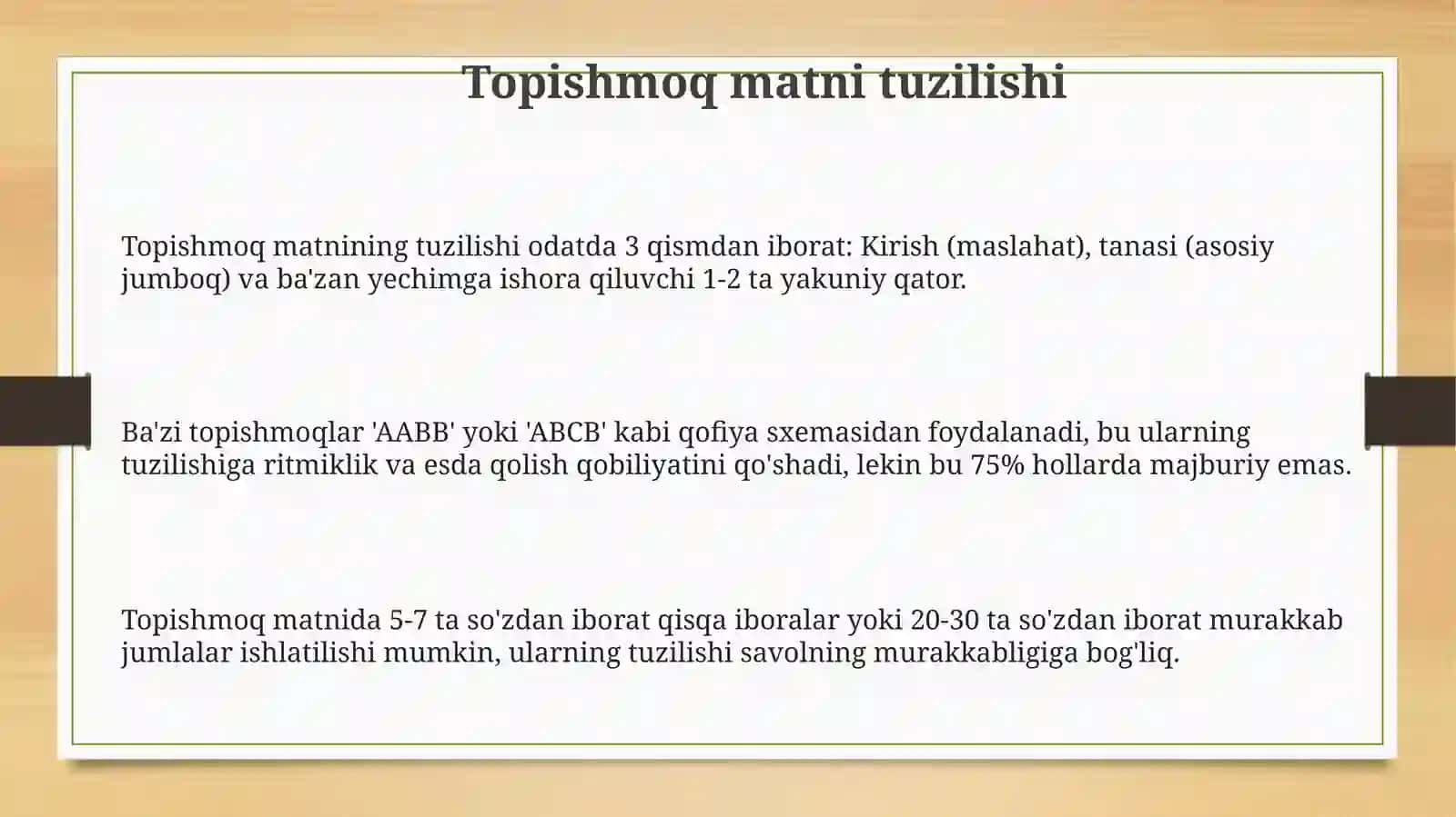 Topishmoq matni ustida ishlash 3