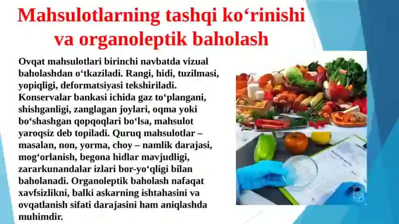 Askarlarning quruq ovqat  payoglaridagi  mahsulotlarni laboratoriya tekshirishlaridan o'tkazish bayonnomasini  tuzish. 3