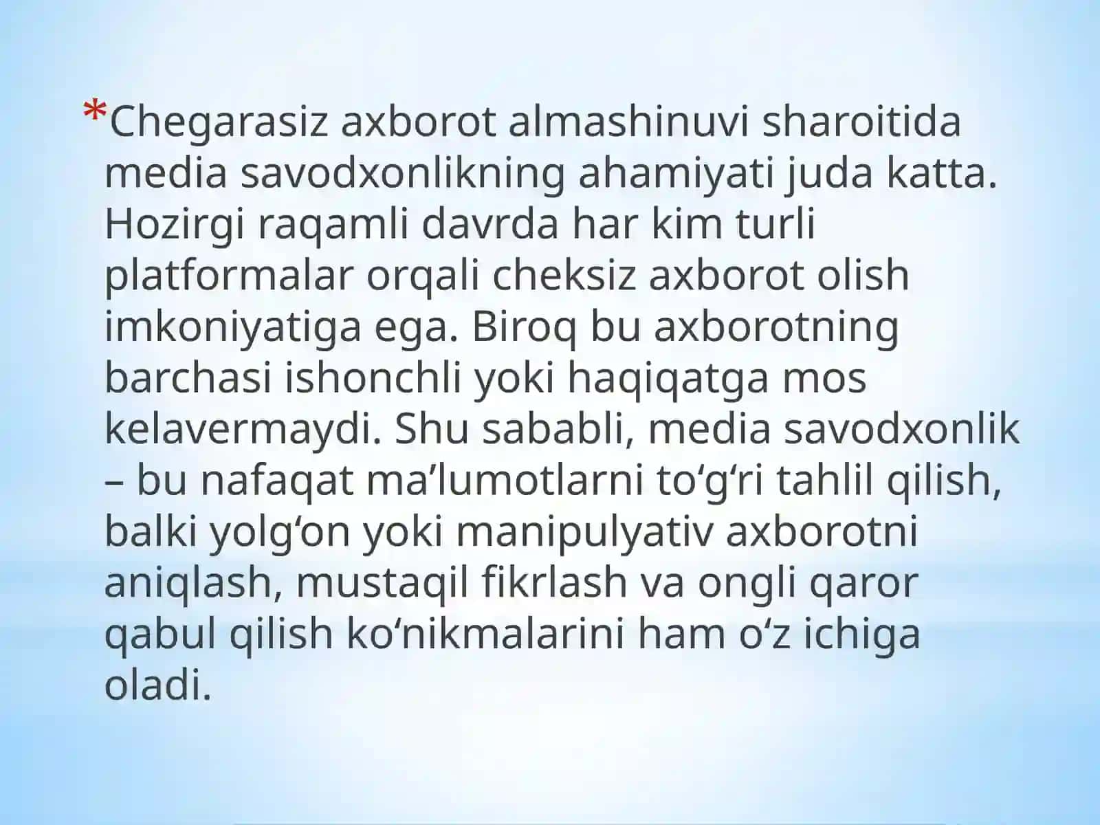 Chegarasiz axborot almashinuvi sharoitida media savodxonlikning ahamiyati 3