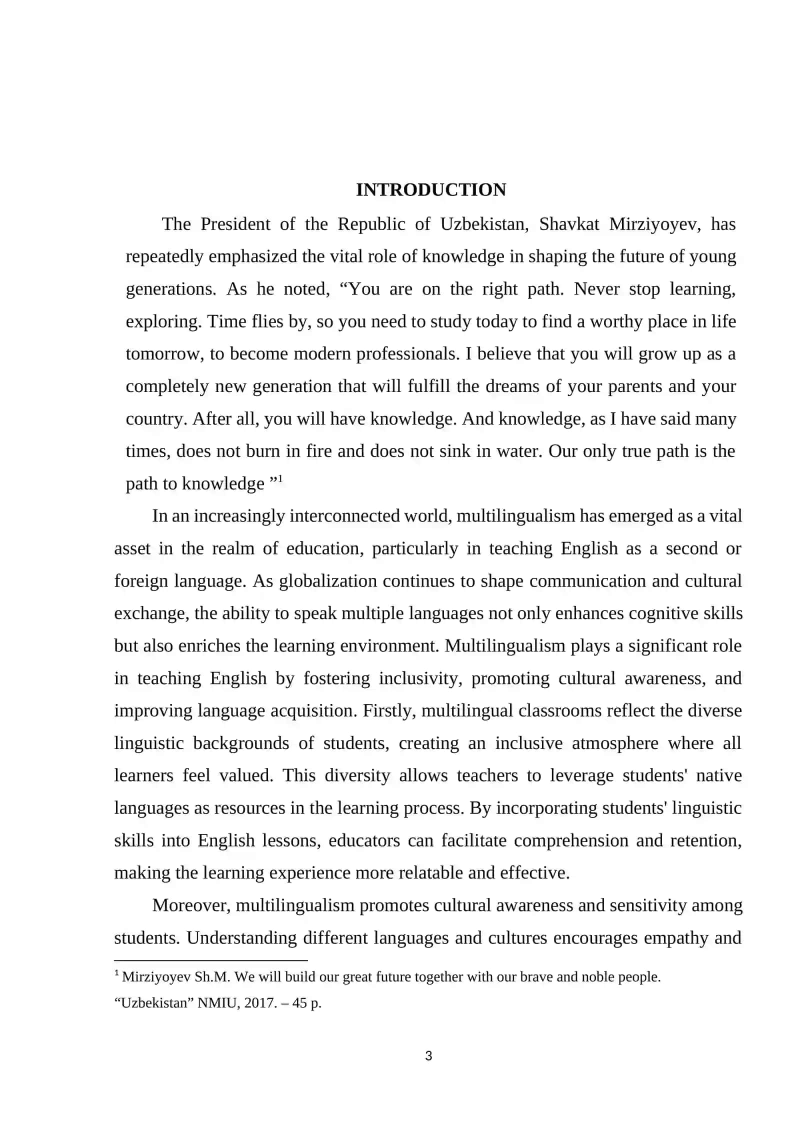 COURSE WORK: THE ROLE OF MULTILINGUALISM IN TEACHING ENGLISH 3