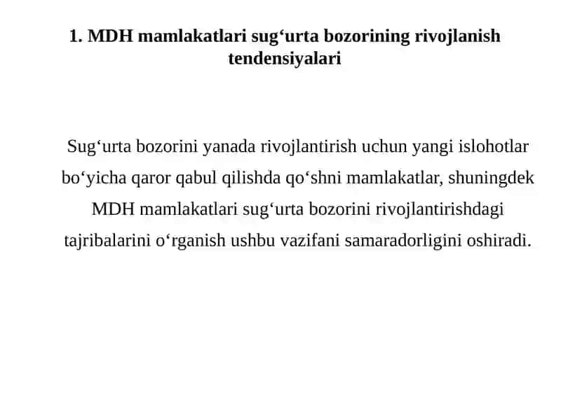 MDH mamlakatlarining sug‘urta qonunchiligi va davlat tomonidan tartibga solish 3