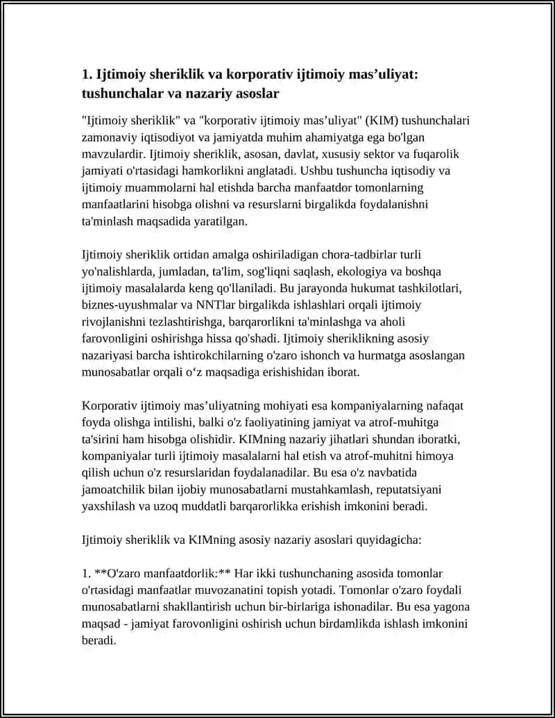 IJTIMOIY SHERIKLIK - KORPARATIV IJTIMOIY MA’SULIYATNI AMALGA OSHIRISHNING ZAMONAVIY INSTITUTI 3