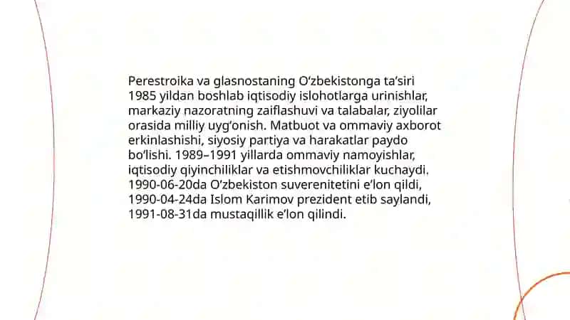 Perestroika va glasnostaning Oʻzbekistonga taʼsiri 3